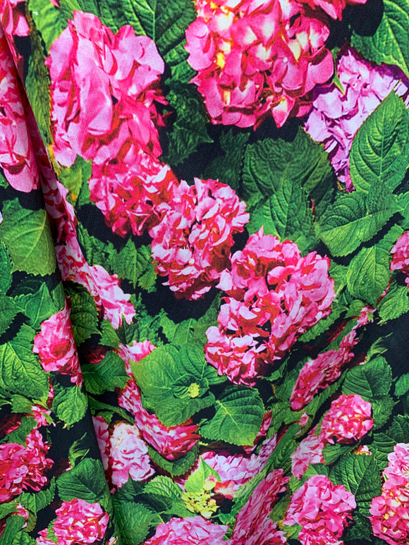Pink Hydrangea; Printed Rayon/Viscose; 150cm wide