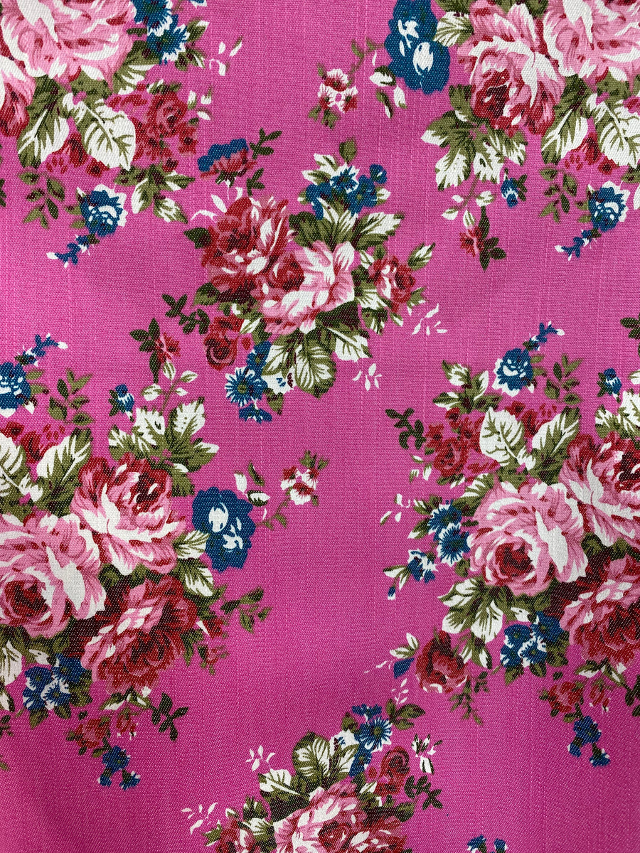 Pink Denim Floral Cotton/Spandex; 150cm wide The Sewing Store NZ