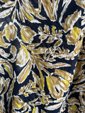100% Cotton, Navy, white and yellow, 120cm wide