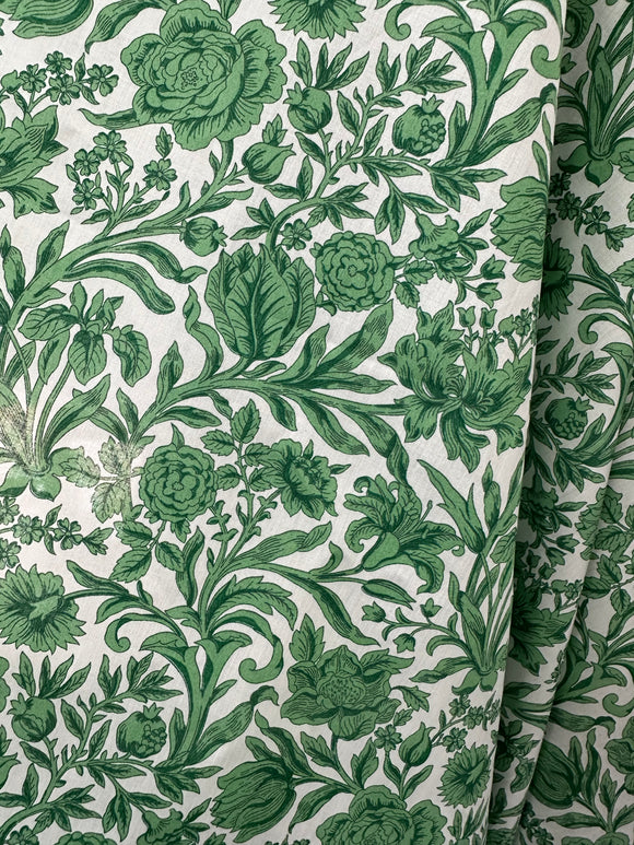 Liberty Tana Lawn, green & white floral, 100% Cotton, 140cm wide