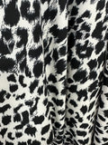 Animal print stretch crepe, 100% poly, blk&wh, 140cm wide