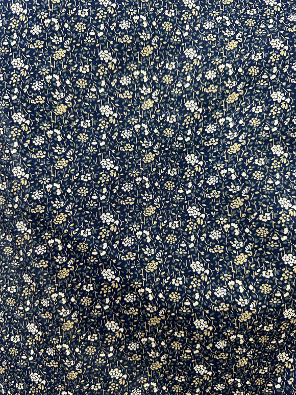 100% Cotton Black & beige mini floral