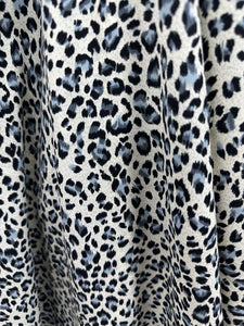 Leopard print, Cream/greys, 100% poly, 150cm wide