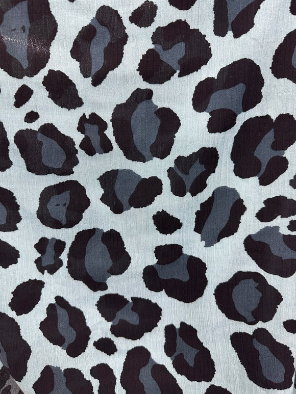 Animal print mint, black & blue, 100% rayon, 135cm wide