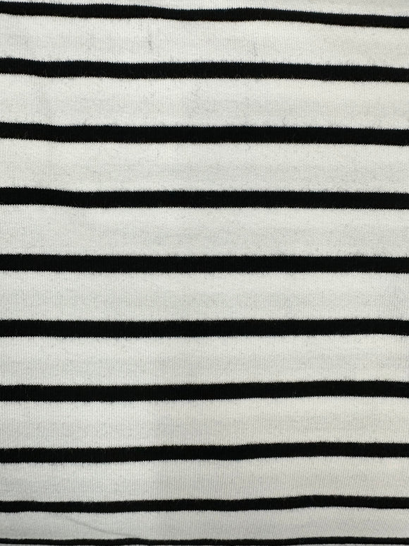 Cotton French Terry, White with black stripe, 170cm wide