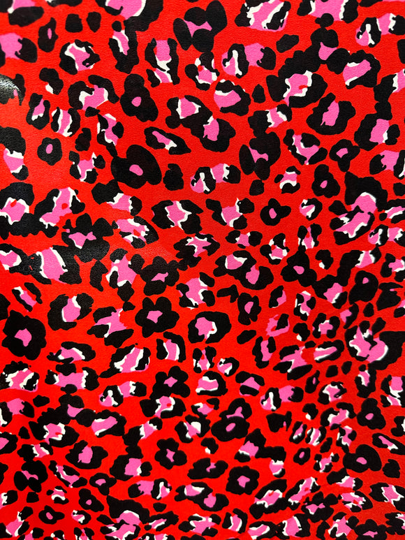 Animal Print red, pink, pink black, 100% poly, 150cm wide