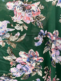 Georgette Green w lge pink floral, 100% poly, 150cm wide
