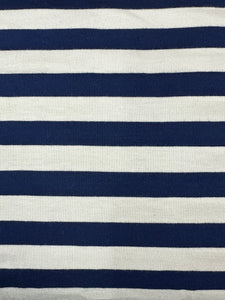 Cotton jersey, Navy & White stripe, 170cm wide