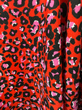 Animal Print red, pink, pink black, 100% poly, 150cm wide