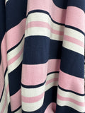 Sweatshirting, Pink, navy & white Stripe, 92% Cotton, 8% Spandex, 170cm wide