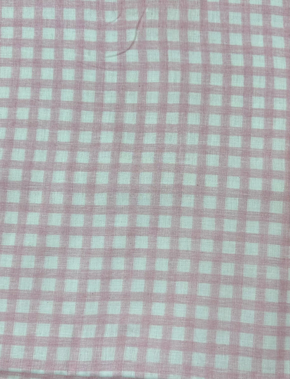 Double Gauze Pink Check 100% Cotton