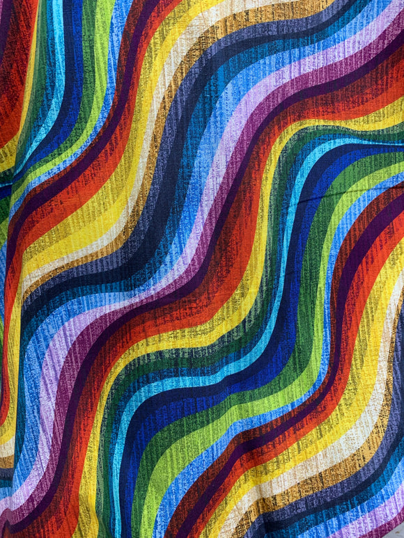 Quilt Backing - Rainbow waves; 274cm wide; 100% cotton