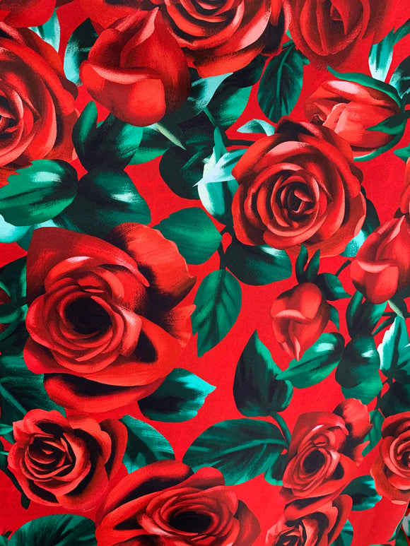 Cotton Sateen - Red Roses