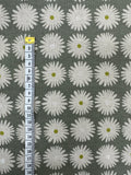 Cotton/Linen Printed Canvas - Olive Flowers