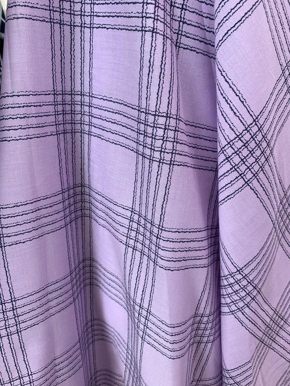 Cotton - Light Purple with Navy Stripes; 140cm