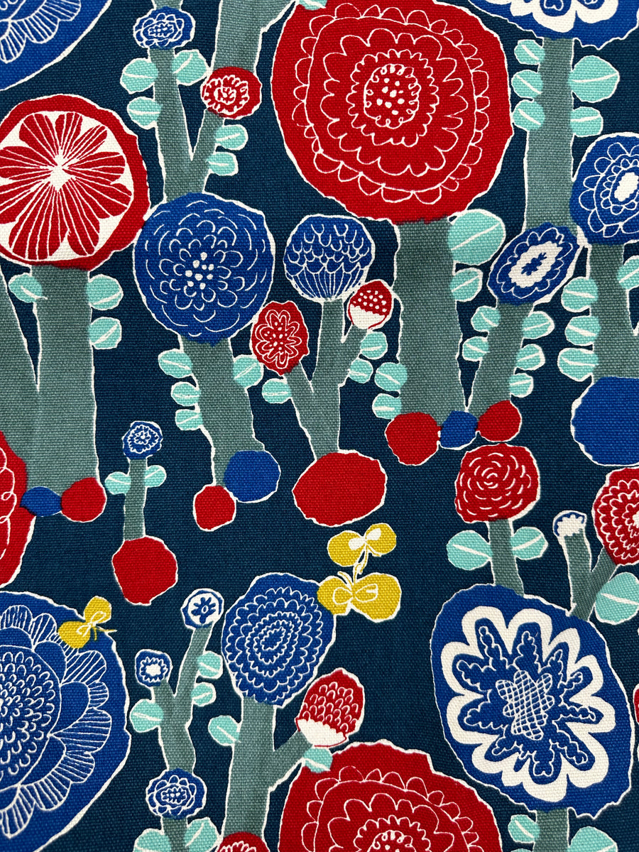 Canvas Bright Red & Navy Floral Japan The Sewing Store NZ