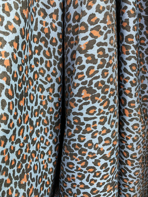 Denim Leopard Cotton/Spandex; 150cm wide